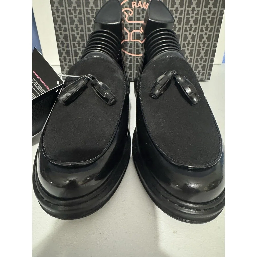 Black Patent Leather Tassel Loafer Slip-On Ram&Rock Dress Shoes US M 10.5/W 12